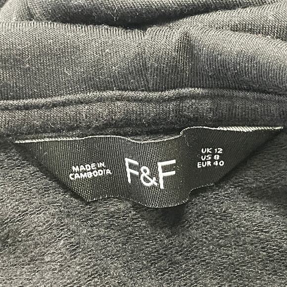 FF Hoodie Dress Womens Size 8 Black Pullover Long Sleeve Drawstring Tunic Casual - Picture 3 of 5